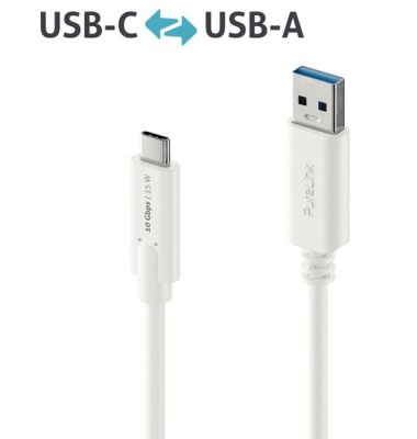 USB-C-Kabel auf USB-A, 3.1, Gen 2, weiß, 0,50 m, iSerie,