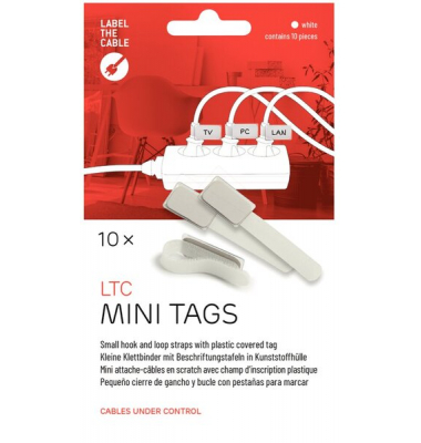 Label-The-Cable Mini 10er Set weiß 10 kleine Klettbinder mit