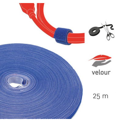 Doppelseitige Klettbandrolle, 25m x 16mm, blau, Klettkabelbinder