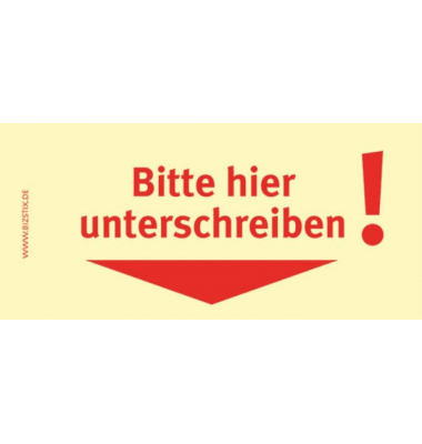 Haftmarker 1301010101, 75x35mm, gelb, "Bitte hier unterschreiben", rechteckig