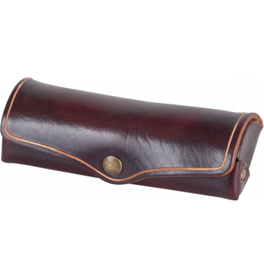 Brillenetui Mika, Leder, braun 15x6x3cm, Druckknopf