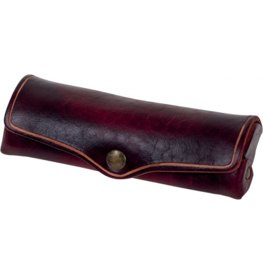 Brillenetui Mika, Leder, rot 15x6x3cm, Druckknopf