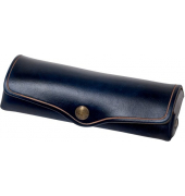 Brillenetui Mika, Leder, blau 15x6x3cm, Druckknopf