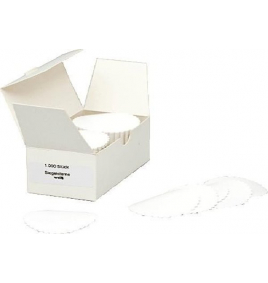 Siegelsterne weiß, Ø 51 mm, gum. gewellter Rand