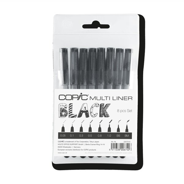 4511338006740 - COPIC® Multiliner Fineliner schwarz 005 + 01 + 03 + 05 + 08 + 10 + BS + BM mm 8 St 4511338006740 - COPIC® Multiliner Fineliner schwarz 005 + 01 + 03 + 05 + 08 + 10 + BS + BM mm 8 St