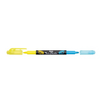 Textmarker Twin Checker, gelb/hellblau Strichstärke: 1,0 - 3,5mm
