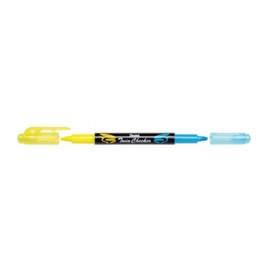 Textmarker TwinChecker, SLW8-GS, gelb/hellblau, 1-5mm Keilspitze