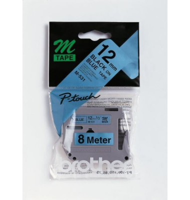 Schriftbandkassette 12mmx8m blau/schwarz für P-touch