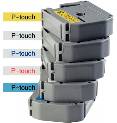 Schriftbandkassette 9mmx8m weiß/blau für P-touch