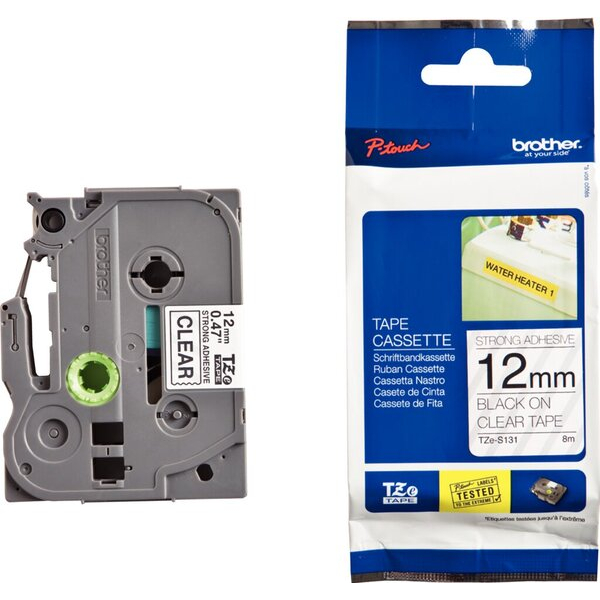 4977766695565 - P-touch Schriftband TZe-S131 12mm x 8m schwarz farblos laminiert stark selbstklebend 4977766695565 Brother