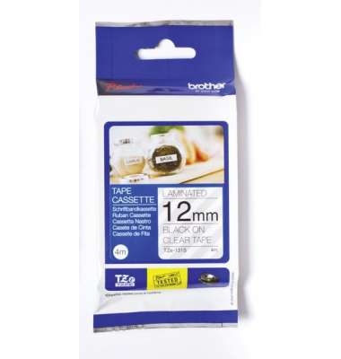 Schriftbandkassette TZE131S laminiert, 12mm breit/4m lang