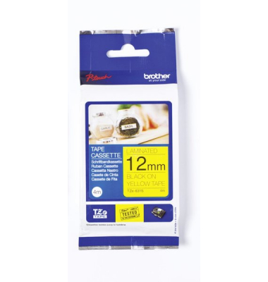 Schriftbandkassette TZE631S laminiert, 12mm breit/4m lang