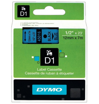 Schriftband 12mm/7m, DYMO 45016, schwarz auf blau