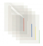 Sichthüllen 46279-40 mit farbigem Rand, A4, #/blau, klar glatt, oben & rechts halb offen, 