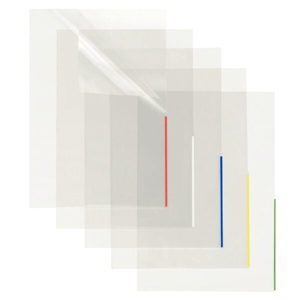 5701202132791 - Sichthüllen 46279-40 mit farbigem Rand A4  blau klar glatt oben & rechts halb offen 011mm 5701202132791 100 Stück