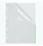 Prospekthüllen Index 46325-50 mit farbigem Rand, A4, glasklar glatt, oben & rechts halb offen, 0,11mm