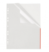 Prospekthüllen Index 46325-80 mit farbigem Rand, A4 glasklar glatt, oben & rechts halb offen