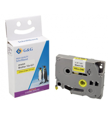 Schriftband 14976, 9mm x 8m, schwarz/gelb, laminiert, 