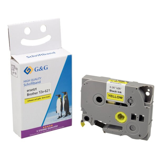 6941881284438 - Premium Schriftband komp zu Brother TZe-621 schwarz auf gelb 6941881284438 G und G