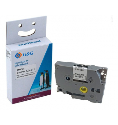 Schriftband 15200, 6mm x 8m, schwarz/wei&szlig;, laminiert, 