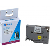 Schriftband 15026, 12mm x 8m, schwarz/transparent, laminiert, 