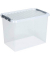 Aufbewahrungsbox Q-line H6163302, 62 Liter mit Deckel, für A4 Ordner, außen 600x400x340mm, Kunststoff transparent