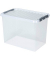 Aufbewahrungsbox Q-line H6163302, 62 Liter mit Deckel, für A4 Ordner, außen 600x400x340mm, Kunststoff transparent