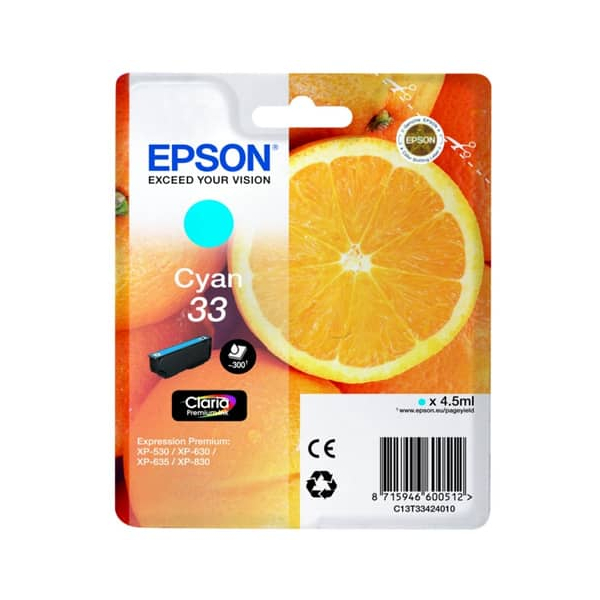 8715946626208 - Druckerpatrone Claria Premium 33 (C13T33424012) cyan 8715946626208 Epson