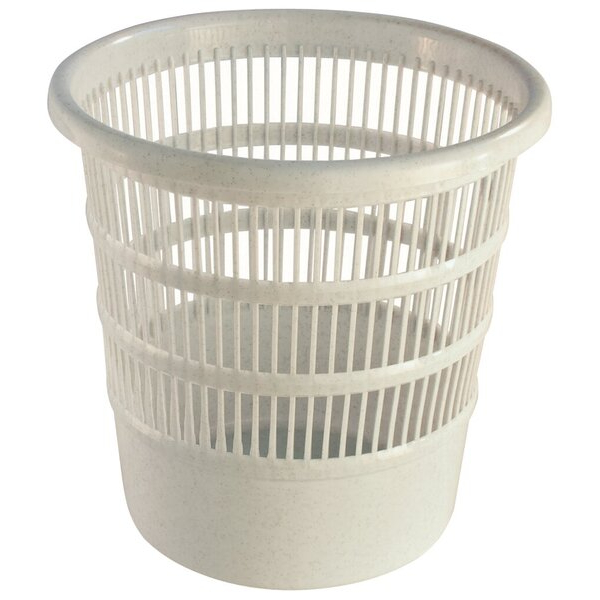 9002427340395 - Bekaform Papierkorb rund durchbrochen Ø 30 cm Runder Abfalleimer aus Kunststoff mit offenem Design Farbe granit