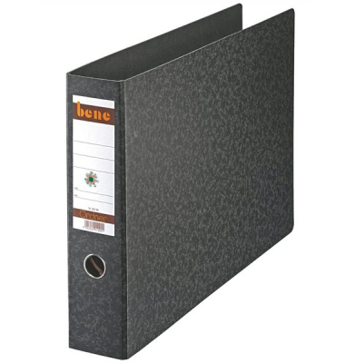 Ordner No.1 90700, A3 quer 75mm breit Hartpappe Wolkenmarmor schwarz