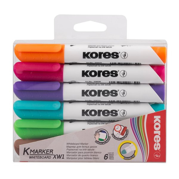 9023800208026 - Whiteboard-Marker K MARKER XW1 Rundspitze 6er Etui Strichstärke 30 mm schnell trocknend - 1 Stück (M20802)