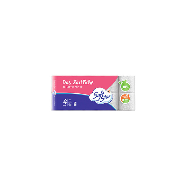 4255704324129 - Toilettenpapier Das Zärtliche 2693075 4-lagig weiß 180 Blatt 4255704324129 10 Rolle 4255704324129 - Toilettenpapier Das Zärtliche 2693075 4-lagig weiß 180 Blatt 4255704324129 10 Rolle