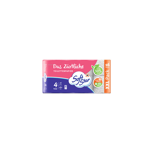 4255704324136 - Toilettenpapier Das Zärtliche 2693077 4-lagig weiß 180 Blatt 4255704324136 16 Rolle 4255704324136 - Toilettenpapier Das Zärtliche 2693077 4-lagig weiß 180 Blatt 4255704324136 16 Rolle