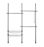 Teleskop-Garderobe Herkules Duo 50631100 schwarz Metall 164,0 - 215,0 x 165,0 - 300,0 cm