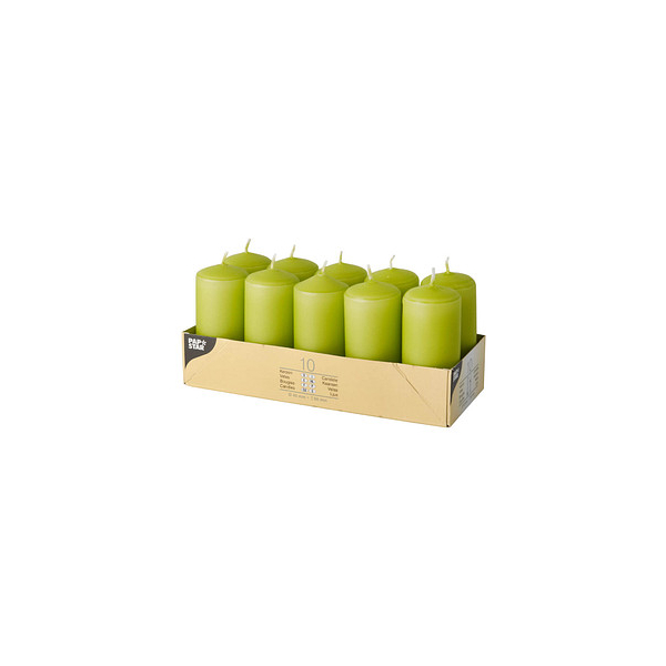 4002911105856 - Stumpenkerzen 10585 kiwi 90x40mm (HxØ) ca 9 Stunden Brenndauer 4002911105856 10 Stück 4002911105856 - Stumpenkerzen 10585 kiwi 90x40mm (HxØ) ca 9 Stunden Brenndauer 4002911105856 10 Stück