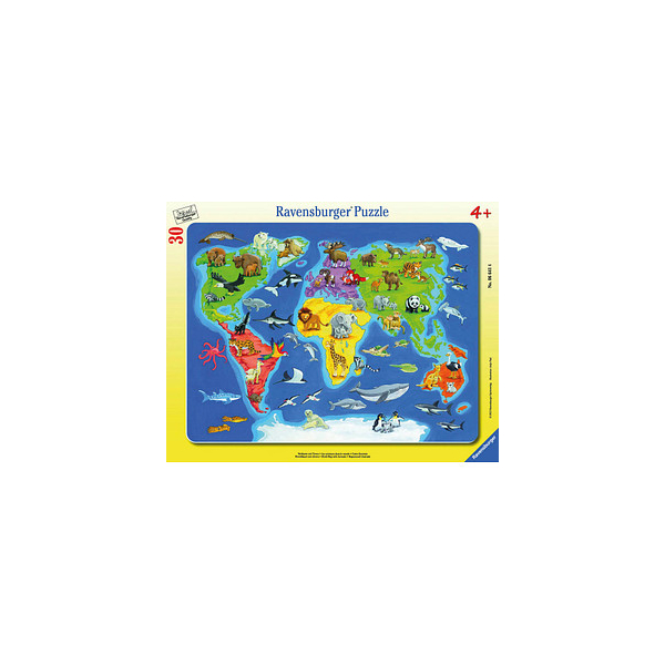 4005556066414 - Kinderpuzzle - 06641 Weltkarte mit Tieren - Rahmenpuzzle für Kinder ab 4 Jahren mit 30 Teilen 4005556066414 - Kinderpuzzle - 06641 Weltkarte mit Tieren - Rahmenpuzzle für Kinder ab 4 Jahren mit 30 Teilen