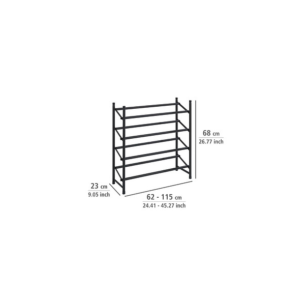 cm Teleskop-Schuhregal Bürobedarf WENKO Hero 115,0 - 62,0 26,0 x 68,0 schwarz x Thüringen -