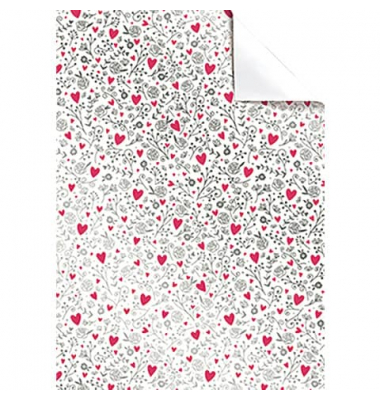 Geschenkpapierzuschnitte Fantasie 2513548060, Herzen, 50cm x 70cm, weiß/grün/rot