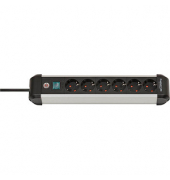 Steckdosenleiste 1391030600 Premium-Alu-Line, 6-fach, schwarz/silber