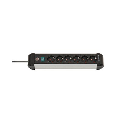Steckdosenleiste 1391030600 Premium-Alu-Line, 6-fach, schwarz/silber