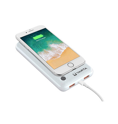 Induktive Powerbank WIRELESS 57908 101 111, wei&szlig;, 15000 mAh