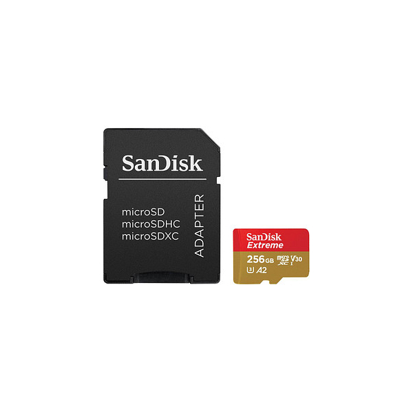 0619659188504 - SanDisk Extreme - Flash-Speicherkarte (microSDXC-an-SD-Adapter inbegriffen) - 256 GB - A2   Video Class V30   UHS-I U3   Class10 - microSDXC UHS-I