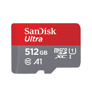 Speicherkarte microSDXC Ultra SDSQUAC-512G-GN6MA, Micro-SDXC, mit SD-Adapter, Class 10, bis 150 MB/s, 512 GB
