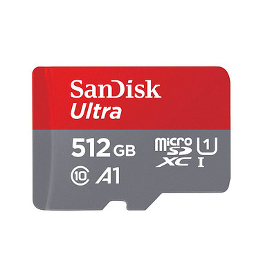 Speicherkarte Ultra SDSQUAC-512G-GN6MA, Micro-SDXC, mit SD-Adapter, Class 10, bis 150 MB/s, 512 GB