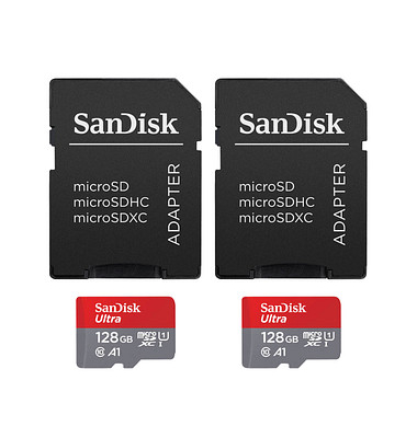 Speicherkarte Ultra SDSQUAB-128G-GN6MT, Micro-SDXC, mit SD-Adapter, Class 10, bis 140 MB/s, 128 GB