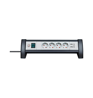 Premium-Office-Line 4-fach Steckdosenleiste mit Schalter 1,8 m schwarz mit USB-Buchse Premium-Office-Line 4-fach Steckdosenleiste mit Schalter 1,8 m schwarz mit USB-Buchse