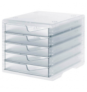 Schubladenbox styroswingbox light  transparent DIN C4 mit 5 Schubladen