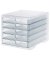 Schubladenbox styroswingbox light  transparent DIN C4 mit 5 Schubladen