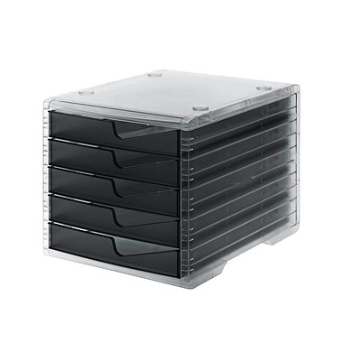 Schubladenbox styroswingbox light  anthrazit DIN C4 mit 5 Schubladen