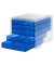 Schubladenbox styroswingbox light  blau DIN C4 mit 5 Schubladen